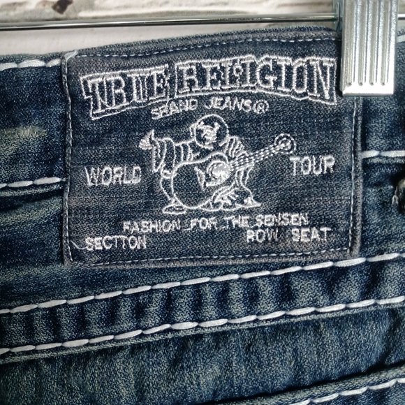 TRUE RELIGION Mens Distressed Blue Jeans Size 32 - Picture 12 of 16